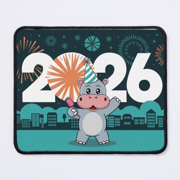 Item preview, New Year Party with Hippo 2026 designed and sold by NeatThingLover.