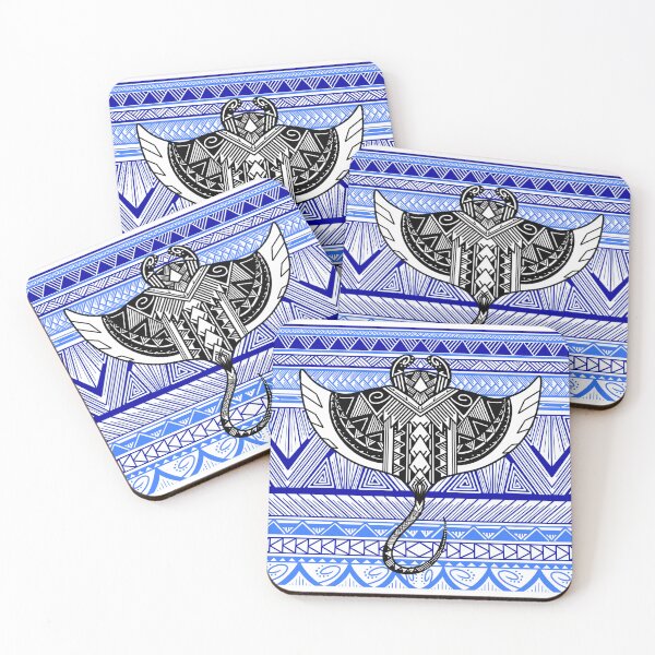 Item preview, Tribal Manta Ray with Blue Tribal Background designed and sold by Steeb757.