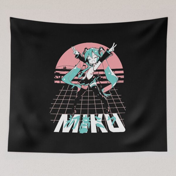 Item preview, Retro Sunset Background Featuring Hatsune Miku Pose designed and sold by thedgareky.