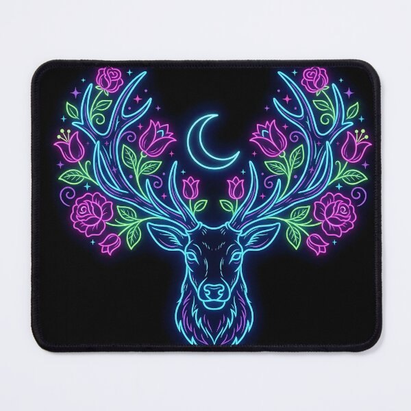 Item preview, Neon Hungarian Miracle Stag - Glowing Folk Art Deer designed and sold by AeroNomad.