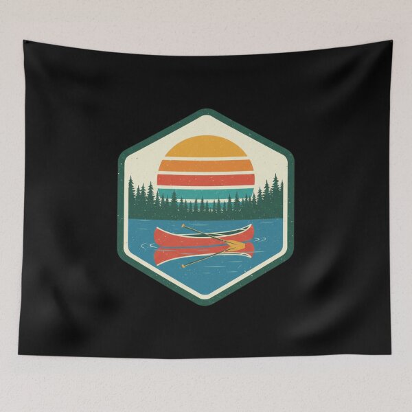 Item preview, Lake Life Canoe – Retro Sunset Watersports Badge designed and sold by ARTReMi.