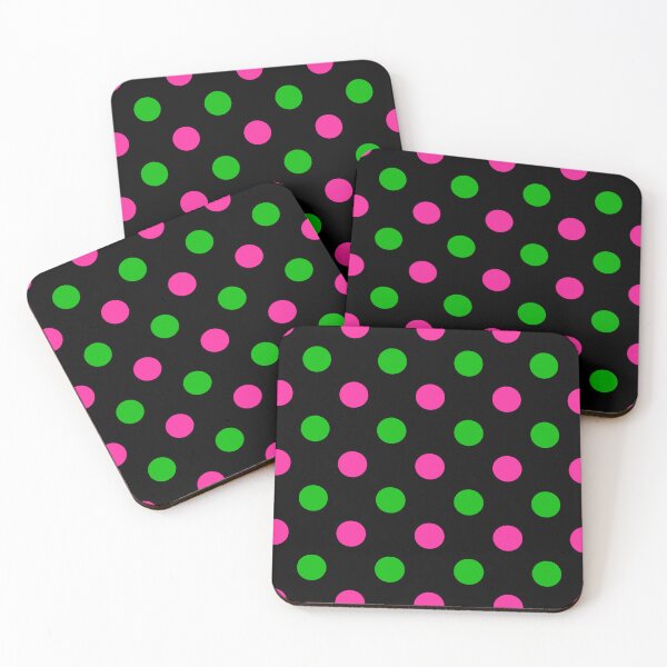 Item preview, Green Pink Polka Dots On Black Background Design  designed and sold by PatternTitan.