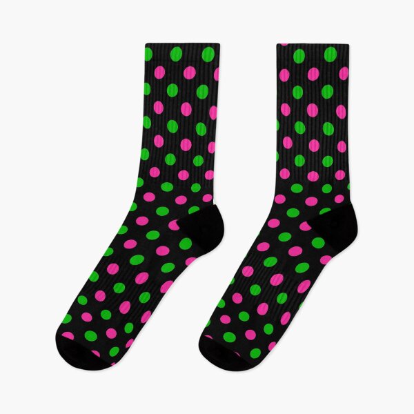 Item preview, Green Pink Polka Dots On Black Background Design  designed and sold by PatternTitan.