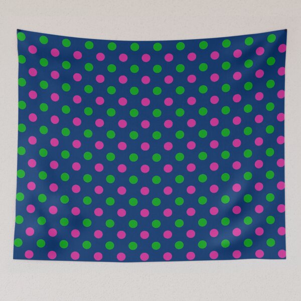 Item preview, Green Pink Polka Dots On Blue Background Design  designed and sold by PatternTitan.