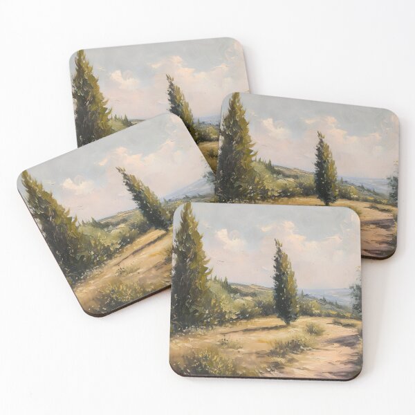 Item preview, Vintage Cypress Trees Landscape Painting, Rustic Cottage Decor designed and sold by SavageVision.