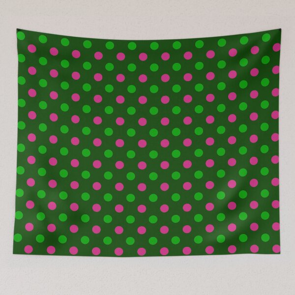 Item preview, Green Pink Polka Dots On Green Background Design  designed and sold by PatternTitan.