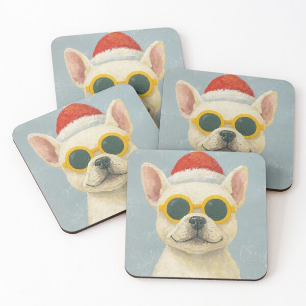 Item preview, Festive Frenchie in Sunglasses designed and sold by Trendy Sticker & Merch Collection - Express Yourself.