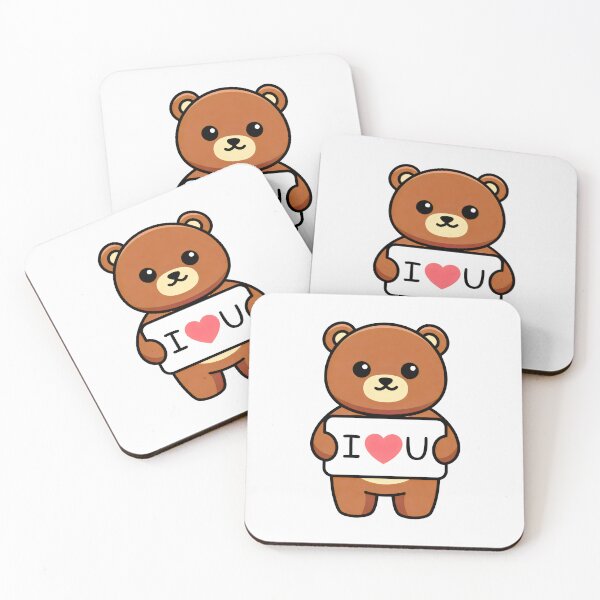 Item preview, I ❤️ U Bear Holding Sign Design with Cute Cartoon Style and Love Message designed and sold by SplashTastic.