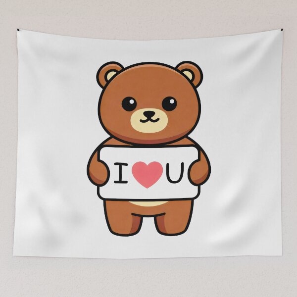 Item preview, I ❤️ U Bear Holding Sign Design with Cute Cartoon Style and Love Message designed and sold by SplashTastic.