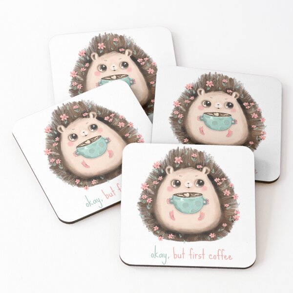 Item preview, Cute Hedgehog Okay But First Coffee designed and sold by Like it.