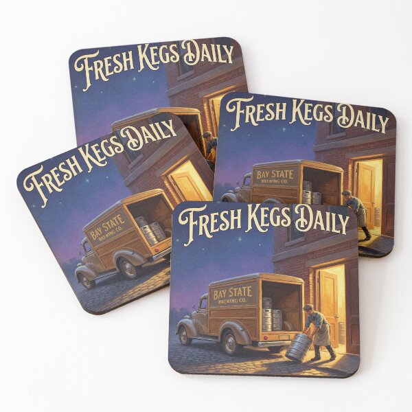 Item preview, Fresh Kegs Daily Massachusetts Proud Brewery Poster designed and sold by Cozy-Old-Pub.