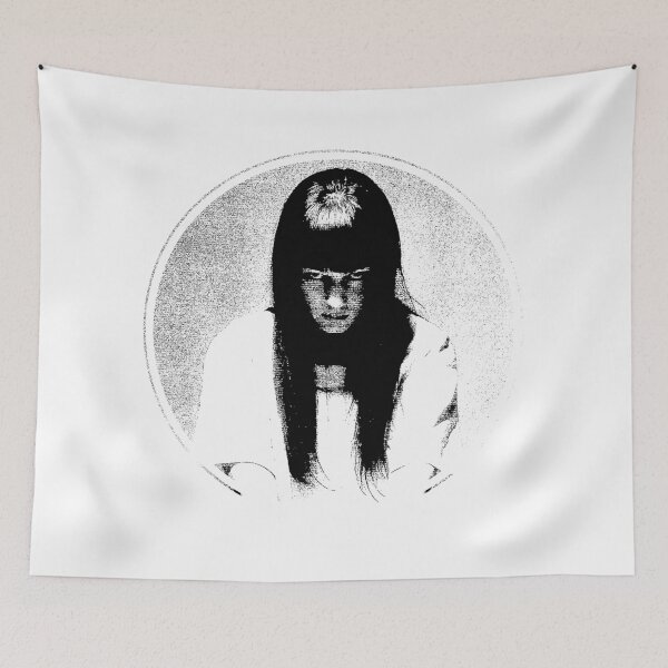 Item preview, Heavy contrast, grainy texture of haunting monochrome portrait of a mysterious female figure designed and sold by grande76.