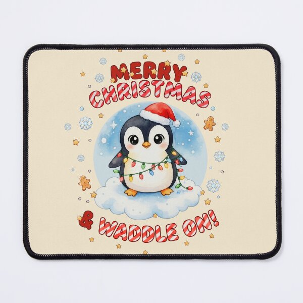 Item preview, Cute Kawaii Christmas Penguin Shirt - Merry Christmas & Waddle On - Funny Watercolor Holiday Animal Tee with Santa Hat and Lights designed and sold by Collagedream.
