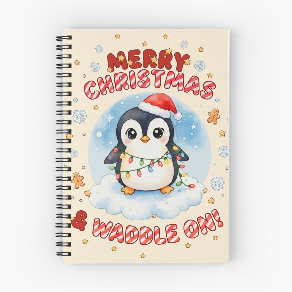 Item preview, Cute Kawaii Christmas Penguin Shirt - Merry Christmas & Waddle On - Funny Watercolor Holiday Animal Tee with Santa Hat and Lights designed and sold by Collagedream.