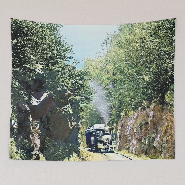 Item preview, Vintage Steam Locomotive At Summit Cut, Green Mountain designed and sold by Susan Savad.