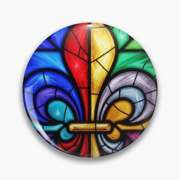 Item preview, Fleur De Lys Stained Glass Cathedral Gothic French Window Art designed and sold by ProjectNoah.