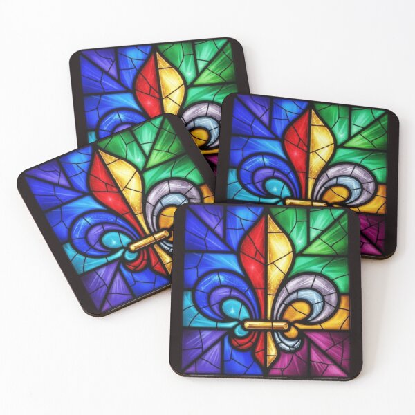 Item preview, Fleur De Lys Stained Glass Cathedral Gothic French Window Art designed and sold by ProjectNoah.
