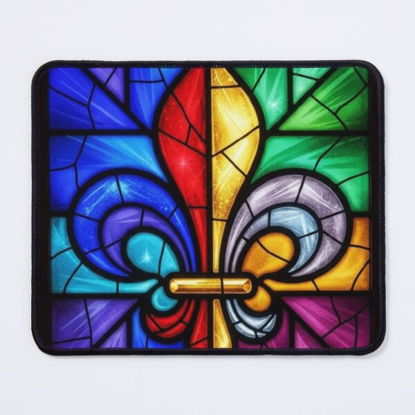 Item preview, Fleur De Lys Stained Glass Cathedral Gothic French Window Art designed and sold by ProjectNoah.