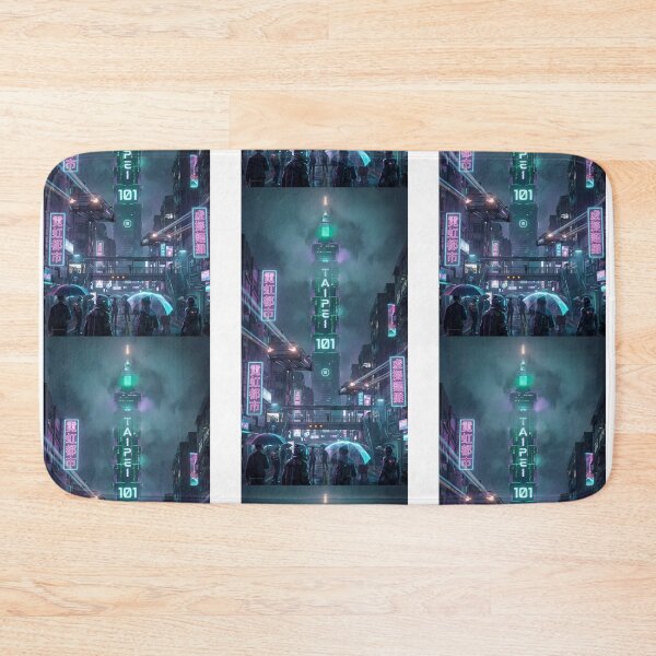 Item preview, Taipei 101 Cyberpunk - Futuristic Neon Rain Cityscape designed and sold by Digital Dreams Arts.