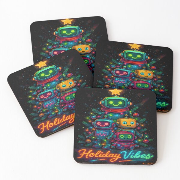 Item preview, Holiday Vibes – Neon Christmas Robot Family designed and sold by alizo74.