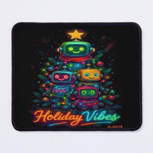 Item preview, Holiday Vibes – Neon Christmas Robot Family designed and sold by alizo74.
