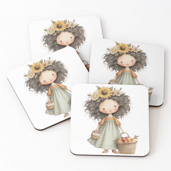 Item preview, Beautiful girl with basket of apples designed and sold by Blue-Fall.