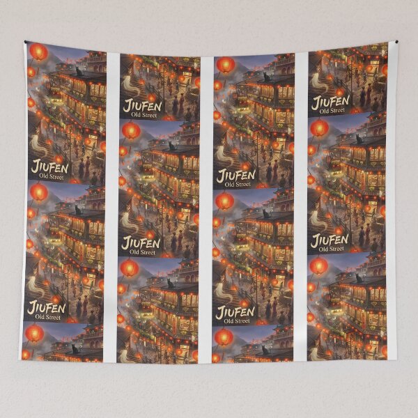 Item preview, Jiufen Old Street Taiwan - Magical Red Lanterns & Spirits Anime Art designed and sold by Digital Dreams Arts.