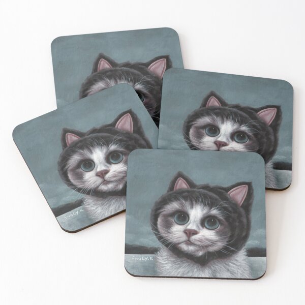 Item preview, A ragdoll cat dressed up as a little black fox. designed and sold by EmilyDouArt.