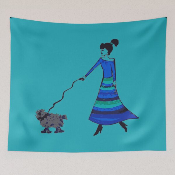 Item preview, Lovely Girl Walking Her Dog designed and sold by GirlWalksDog.