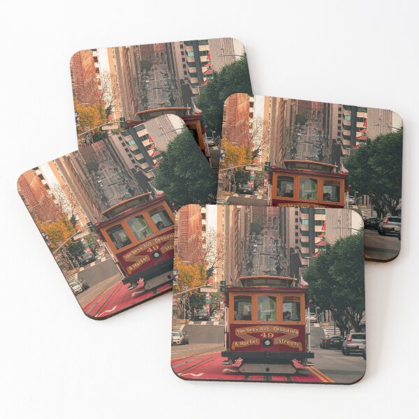Item preview, San Francisco Cacle Car climbing California Street - California Street cable car climbing Nob Hill poster designed and sold by PIXEL POP DESIGNS - Beyond the Norm!.