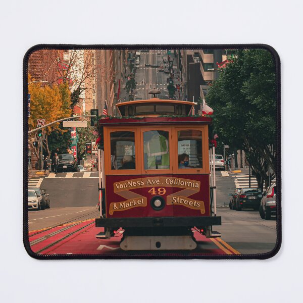Item preview, San Francisco Cacle Car climbing California Street - California Street cable car climbing Nob Hill poster designed and sold by PIXEL POP DESIGNS - Beyond the Norm!.