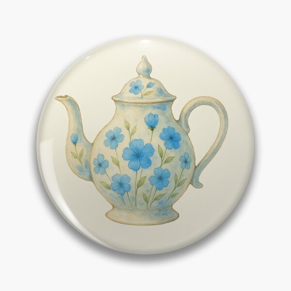 Item preview, Blue Floral Teapot – Watercolor Porcelain Illustration designed and sold by Pacika.