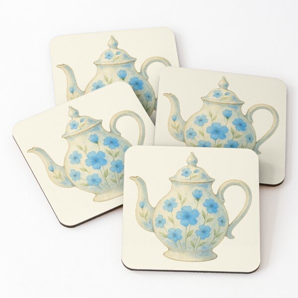 Item preview, Blue Floral Teapot – Watercolor Porcelain Illustration designed and sold by Pacika.