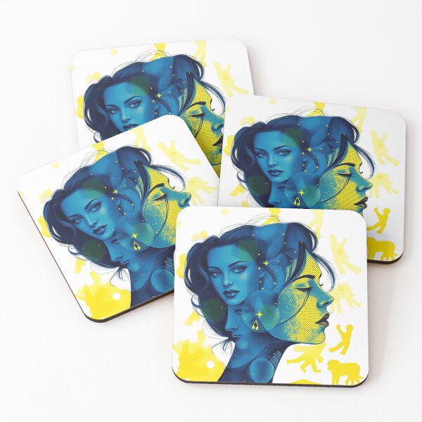 Item preview, Blue and Yellow Cosmic Woman Portrait designed and sold by newvisionart191.