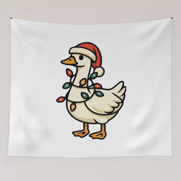 Item preview, Cute Christmas Goose in Santa Hat with Festive Lights – Funny Holiday Animal Illustration designed and sold by BrainBubbleArt.