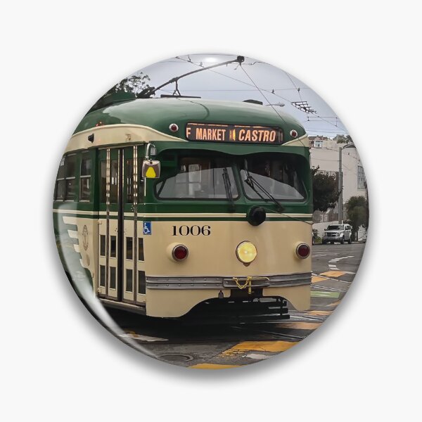 Item preview, Vintage San Francisco Muni Train car - F line at 17 street poster designed and sold by PIXEL POP DESIGNS - Beyond the Norm!.