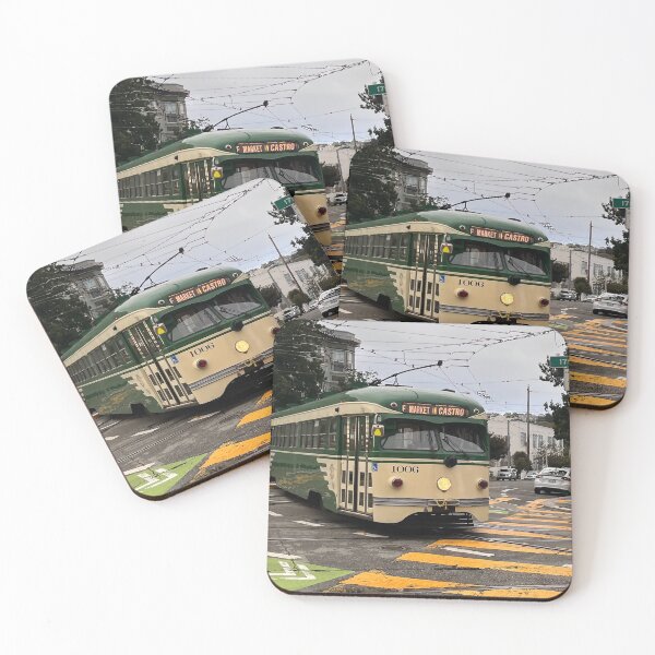 Item preview, Vintage San Francisco Muni Train car - F line at 17 street poster designed and sold by PIXEL POP DESIGNS - Beyond the Norm!.