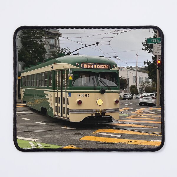 Item preview, Vintage San Francisco Muni Train car - F line at 17 street poster designed and sold by PIXEL POP DESIGNS - Beyond the Norm!.