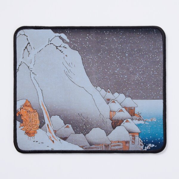 Item preview, Snowy Winter Cliff on Sado Island | Vintage Japanese Woodblock designed and sold by Open Canvas.
