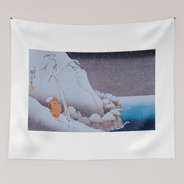 Item preview, Snowy Winter Cliff on Sado Island | Vintage Japanese Woodblock designed and sold by Open Canvas.