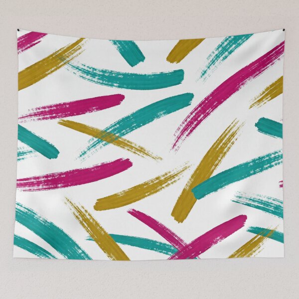 Item preview, Vibrant Strokes Pattern | Teal, Magenta & Mustard Abstract designed and sold by auraRM studio.