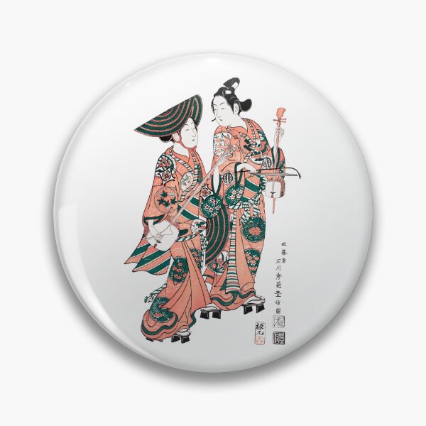 Item preview, Two Japanese Women in Elaborate Kimono Playing Traditional Instruments in a Stately Ukiyo-e Style Artwork designed and sold by portokalis.