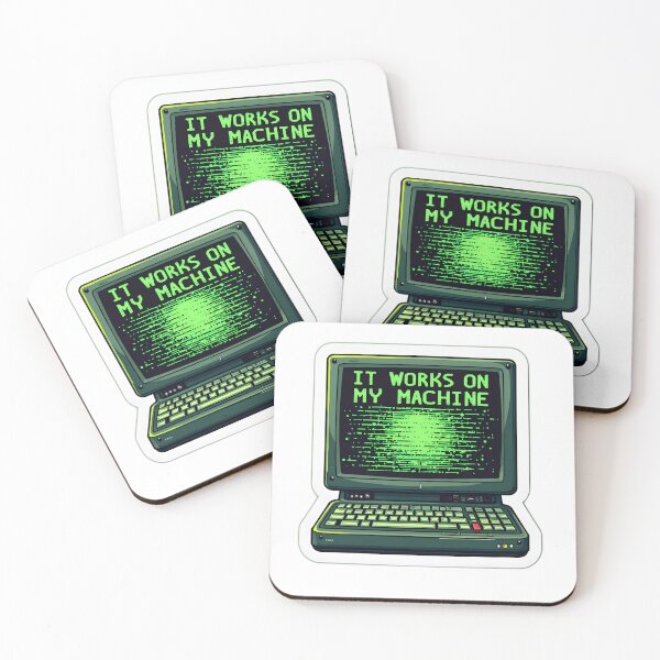 Item preview, Funny Programmer "It Works On My Machine" Sticker - Retro Green Tech Art designed and sold by Hap0.