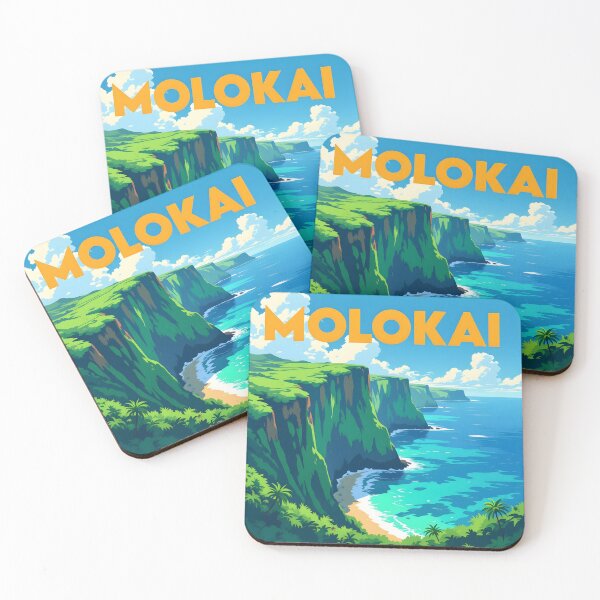 Item preview, Molokai, Hawaii, USA: Vintage-Style Painterly Travel Poster designed and sold by LSVart.