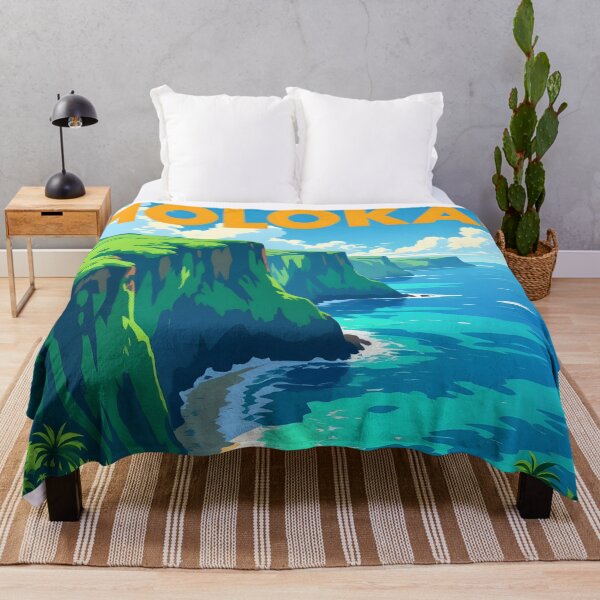 Item preview, Molokai, Hawaii, USA: Vintage-Style Painterly Travel Poster designed and sold by LSVart.