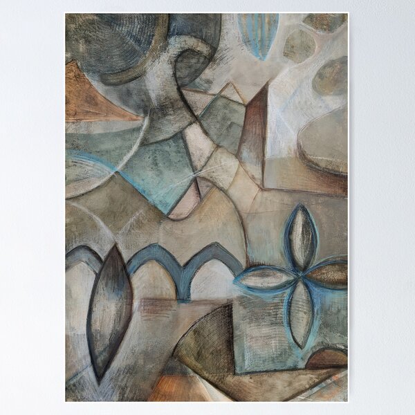 Item preview, Gray Stone cubist abstract flower art designed and sold by MoniAbstract.