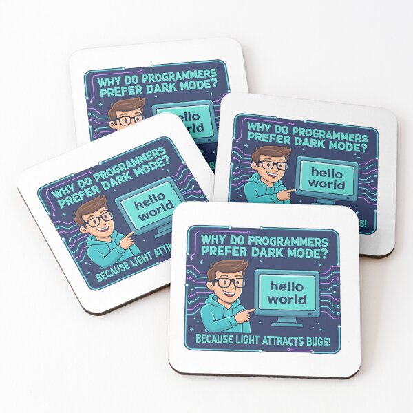 Item preview, Why Do Programmers Prefer Dark Mode? Funny Coding Joke Illustration designed and sold by Hakubiya.