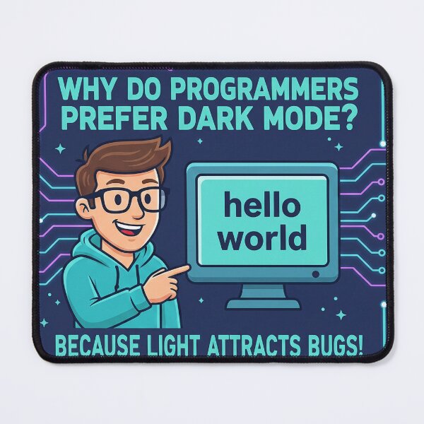 Item preview, Why Do Programmers Prefer Dark Mode? Funny Coding Joke Illustration designed and sold by Hakubiya.