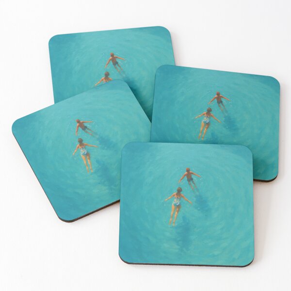 Item preview, Couple Floating in Turquoise Sea Romantic Ocean Painting Style Art designed and sold by Trend Pixel Co..