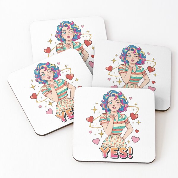 Item preview, Retro Pin-Up Girl, Comical and Cheerful Style: "Yes" designed and sold by JonelleTshirts.